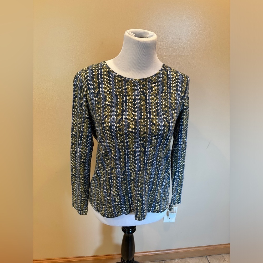 Croft & Barrow Blue and Green Patterned Top